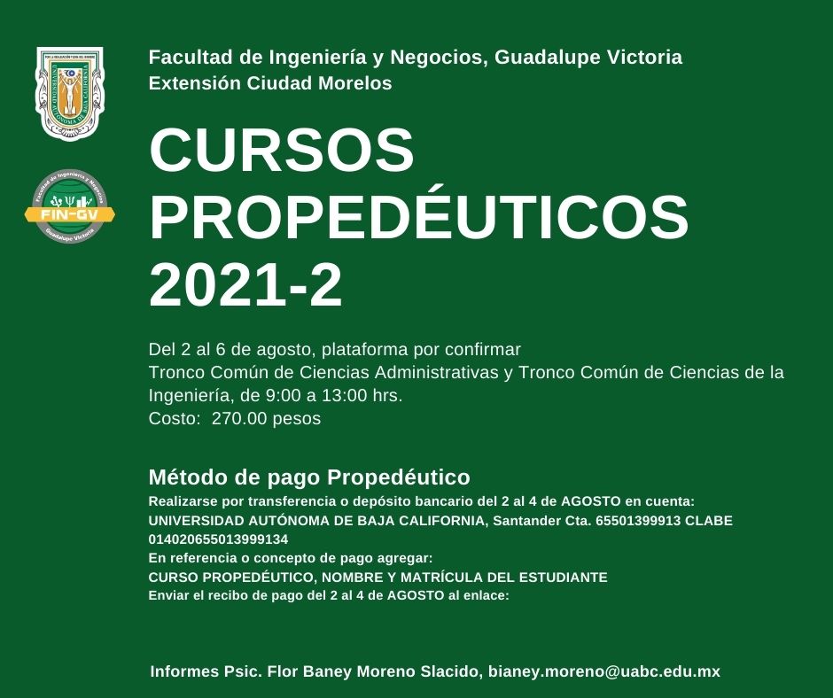CURSOS PROPEDEUTICOS: FCASI - CD. MORELOS
